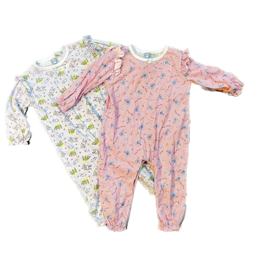 Vintage Little Lindsey Counting Sheep  and Gingham Lazy Daisies Onesies Size 24